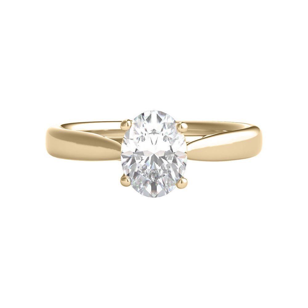 Oval solitaire Engagement ring on a plain band