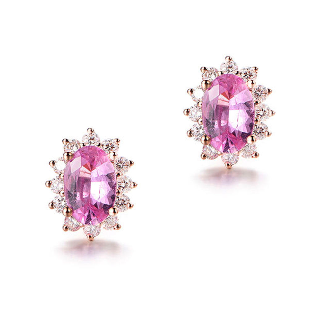 Pink sapphire Studs