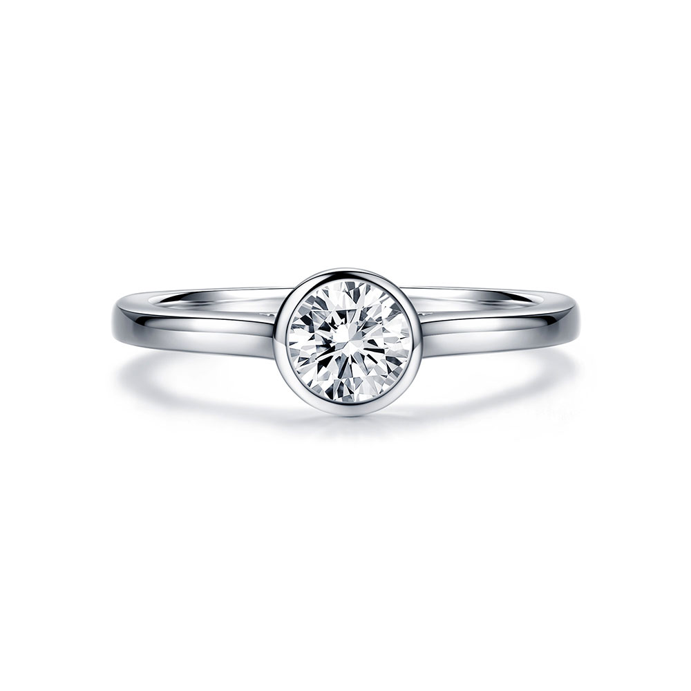 Round Bezel Solitaire  Diamond Engagement Ring