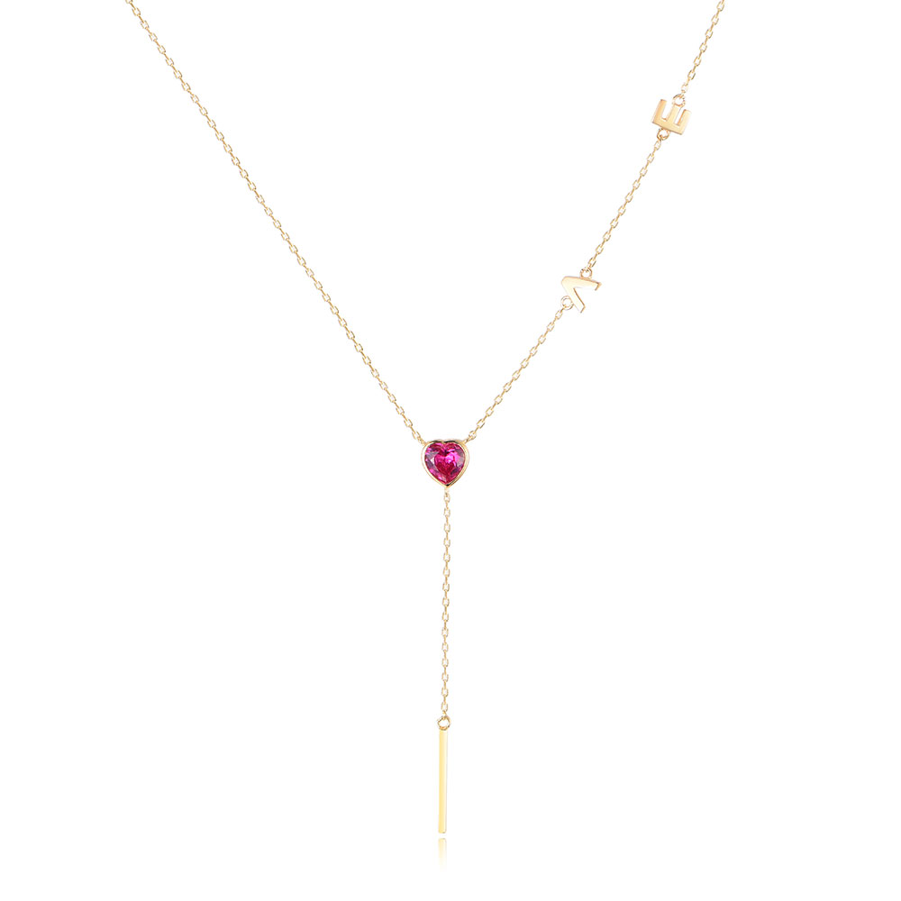 Pink Sapphire Love Necklace