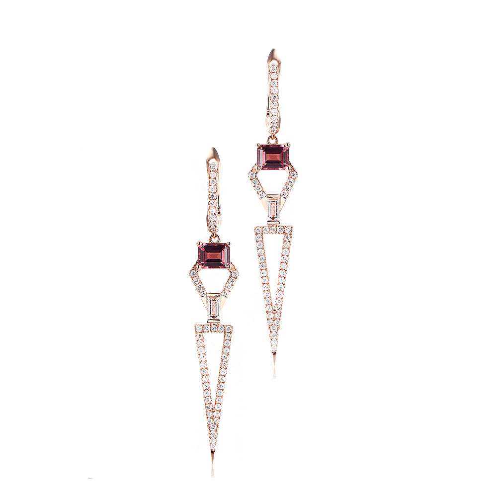 Rhodolite and Diamond Dress Earrings
