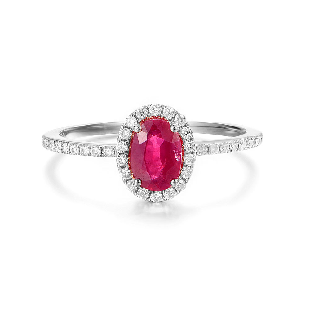 Ruby with Diamond Halo Ring