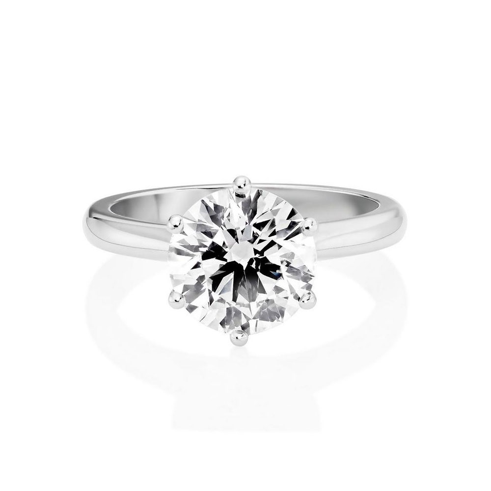 Round Brilliant Cut Engagement Ring In A Six Claw Setting
