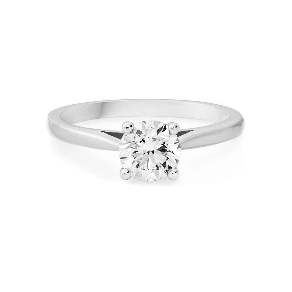Round brilliant cut engagement ring in a four claw setting