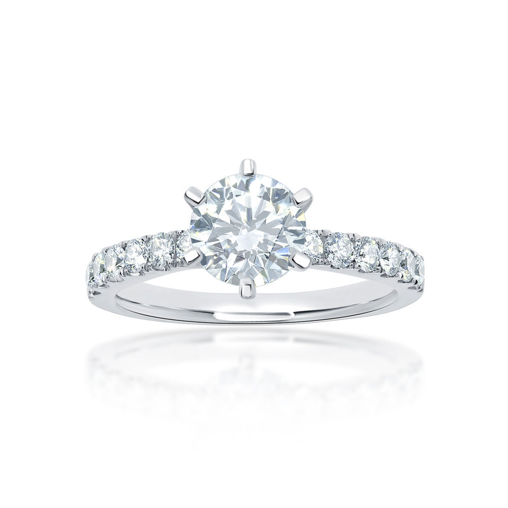 Six claw round brilliant cut engagement ring