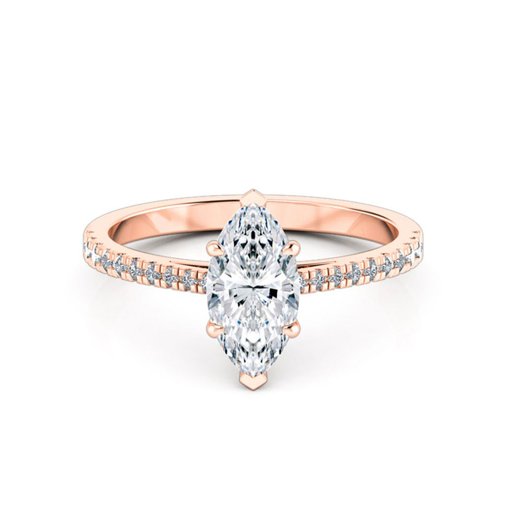 Marquise Cut Engagement Ring on a Diamond Band