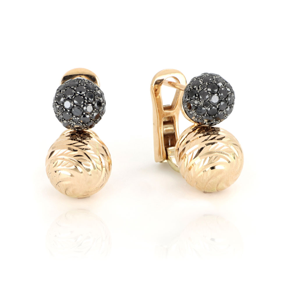 Black Diamond and Rose Gold Spherical Studs