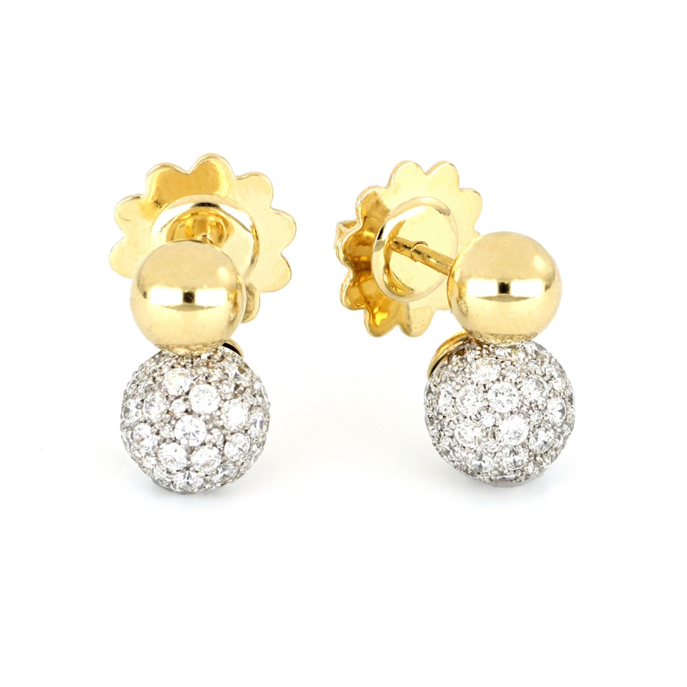 Diamond And Gold Sphered Earrings