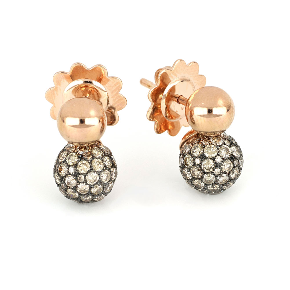 Diamond and Rose Gold Sphered Earrings