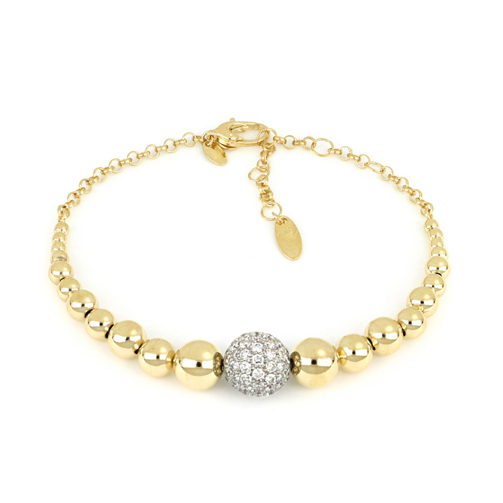 Diamond And Gold Sphered Bracelet