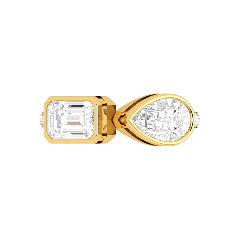Pear and Emerald Two Stone Lab grown Diamond Ring | Temple & Grace AU