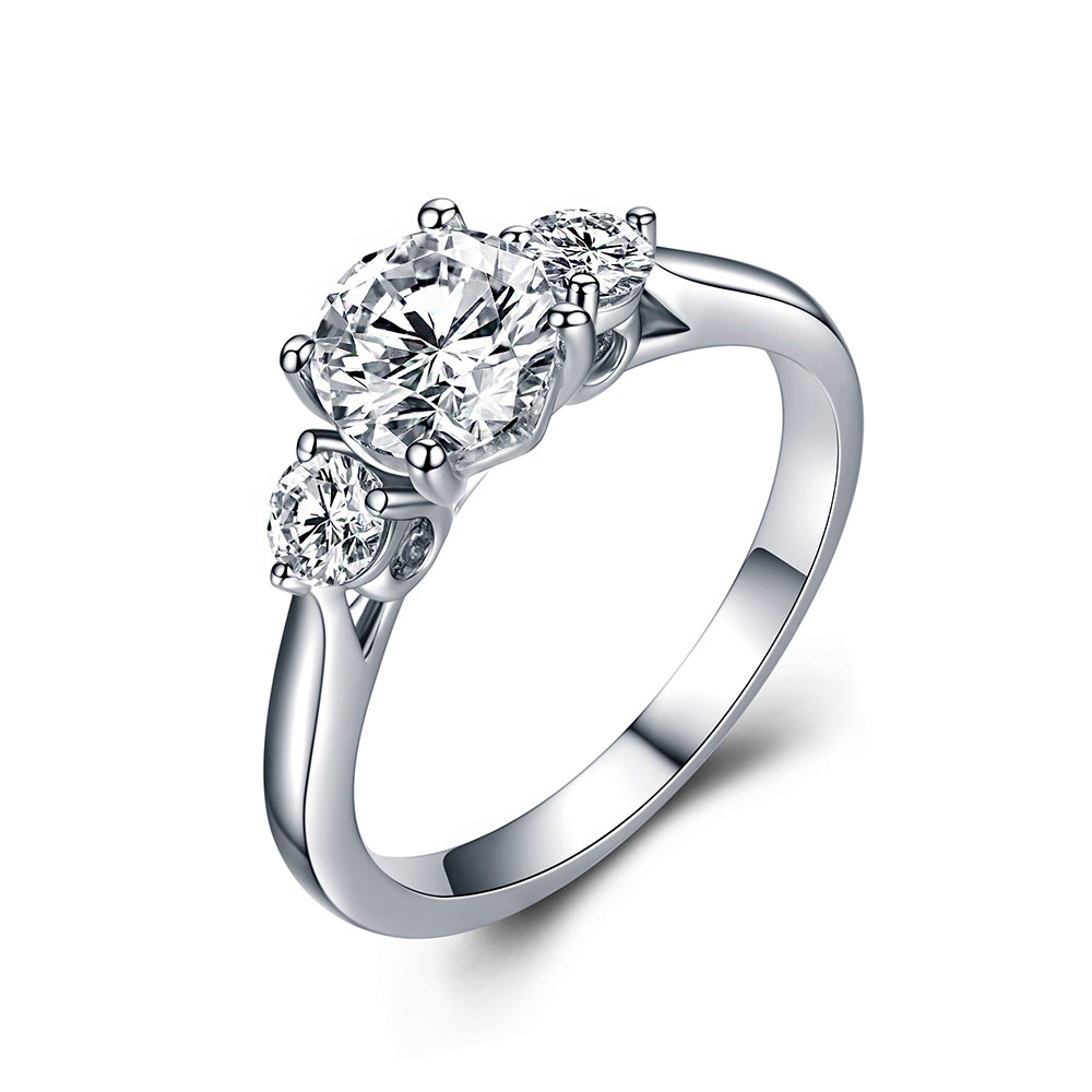 Three Stone Round Brilliant Engagement Ring