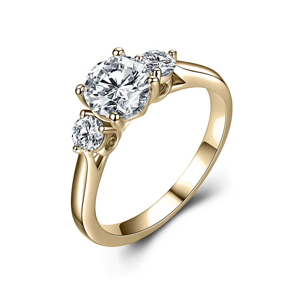 Three Stone Round Brilliant Engagement Ring