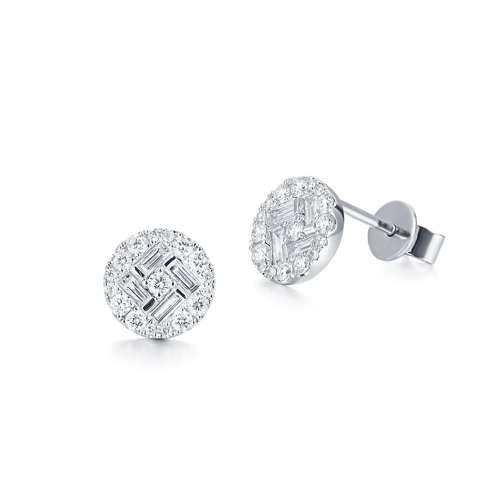 Baguette and Round Cluster Studs
