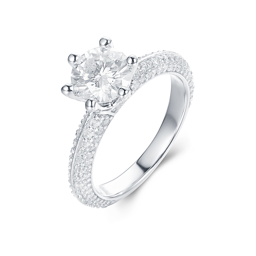 Round Brilliant cut on a Knife Edge Pave Set Engagement Ring