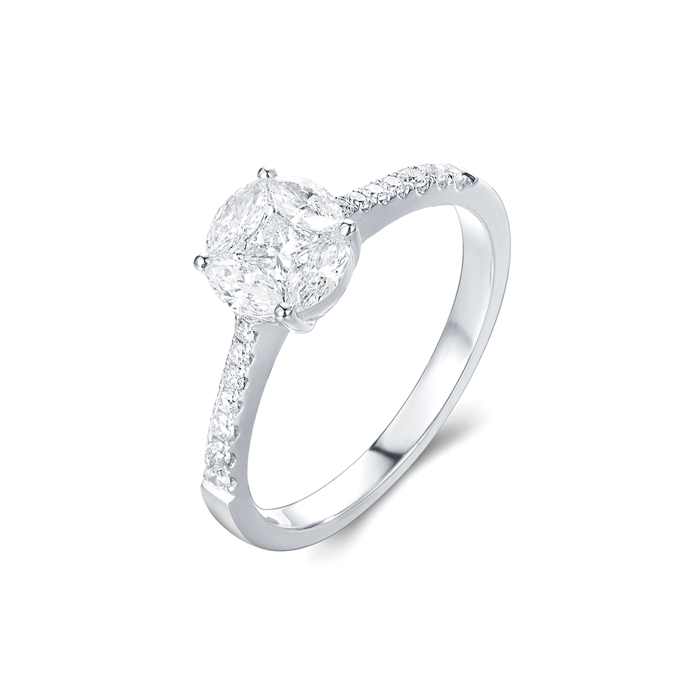 Pear Diamonds Cluster Ring