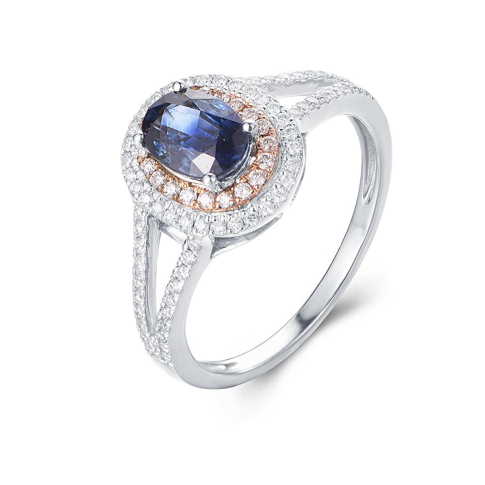 Blue Sapphire Double Halo Ring