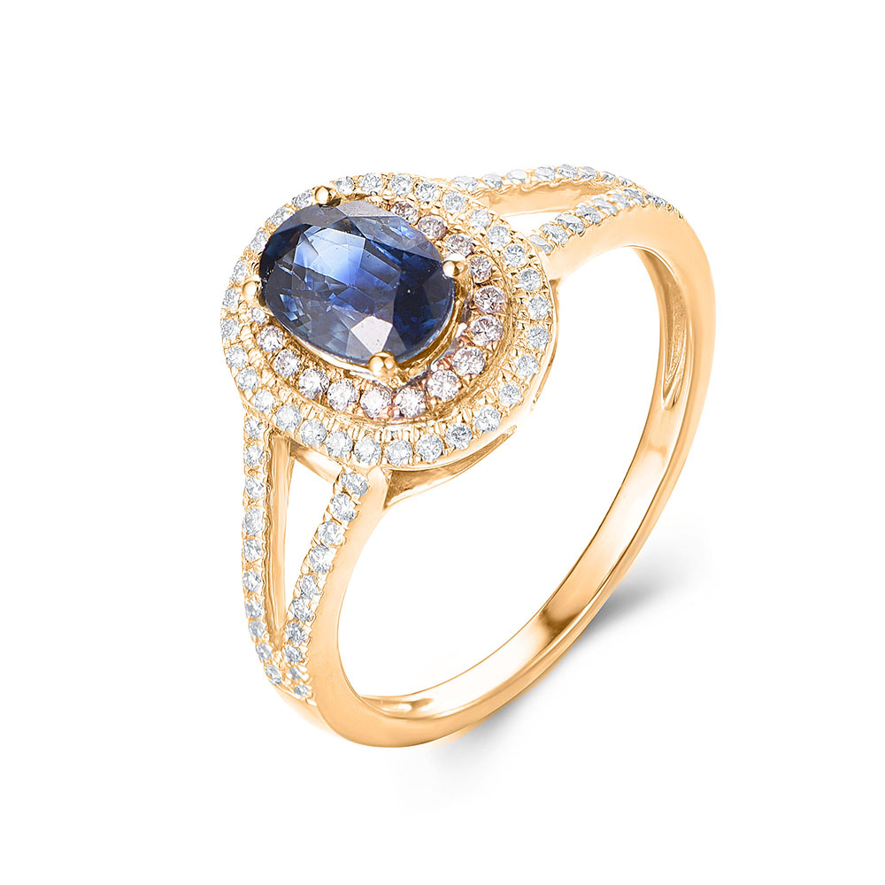 Blue Sapphire Double Halo Ring