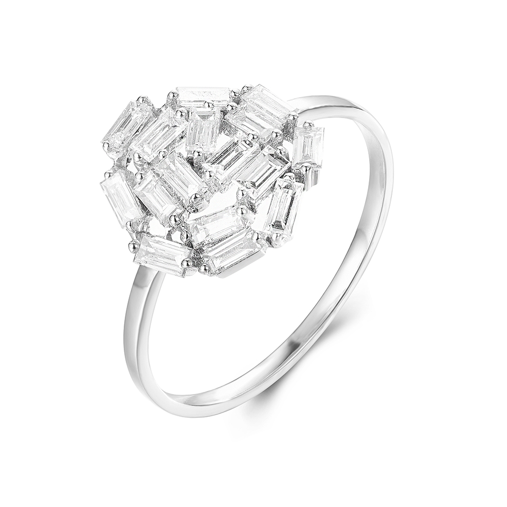 Flower Baguette  Diamond Ring