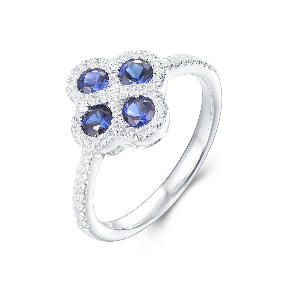 Blue Sapphire Floral Dress Ring
