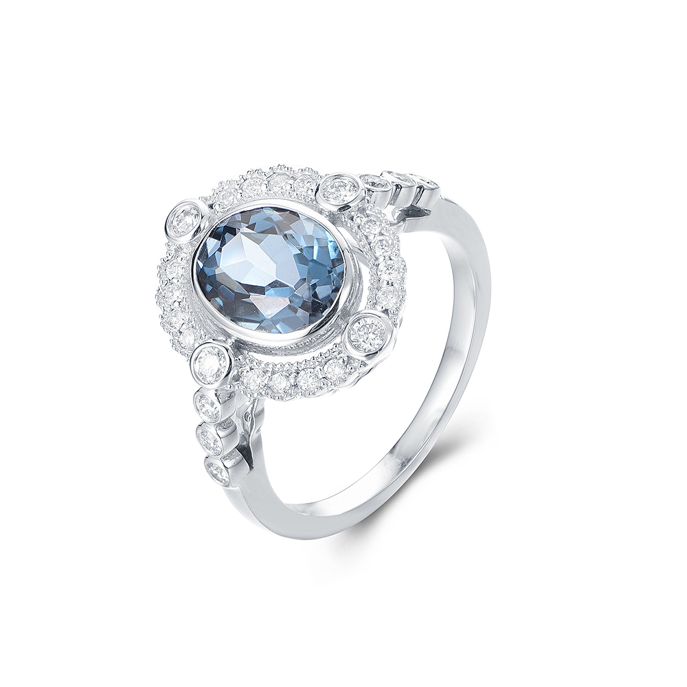 Art Deco London Blue Topaz Ring