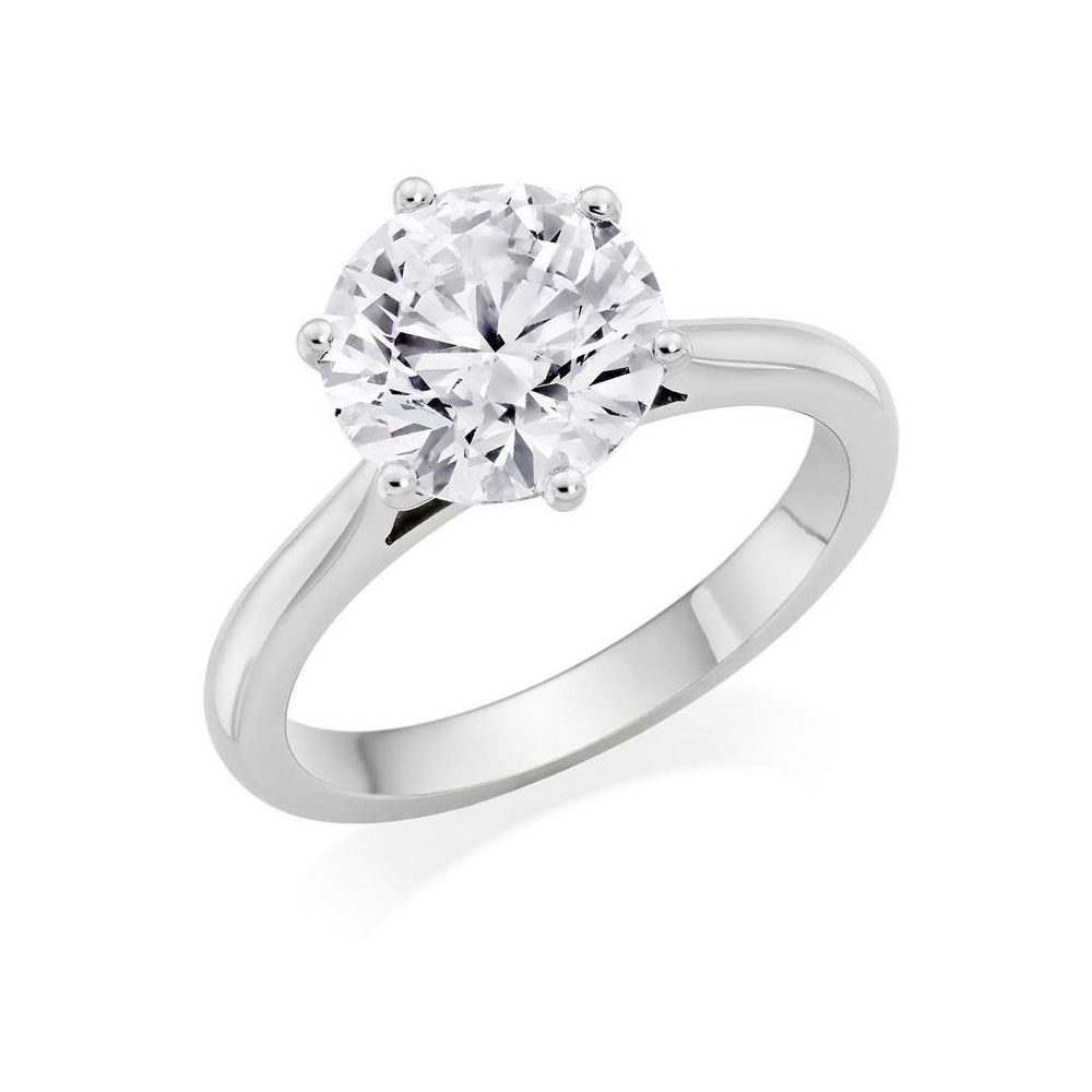 Round Brilliant Cut Engagement Ring In A Six Claw Setting