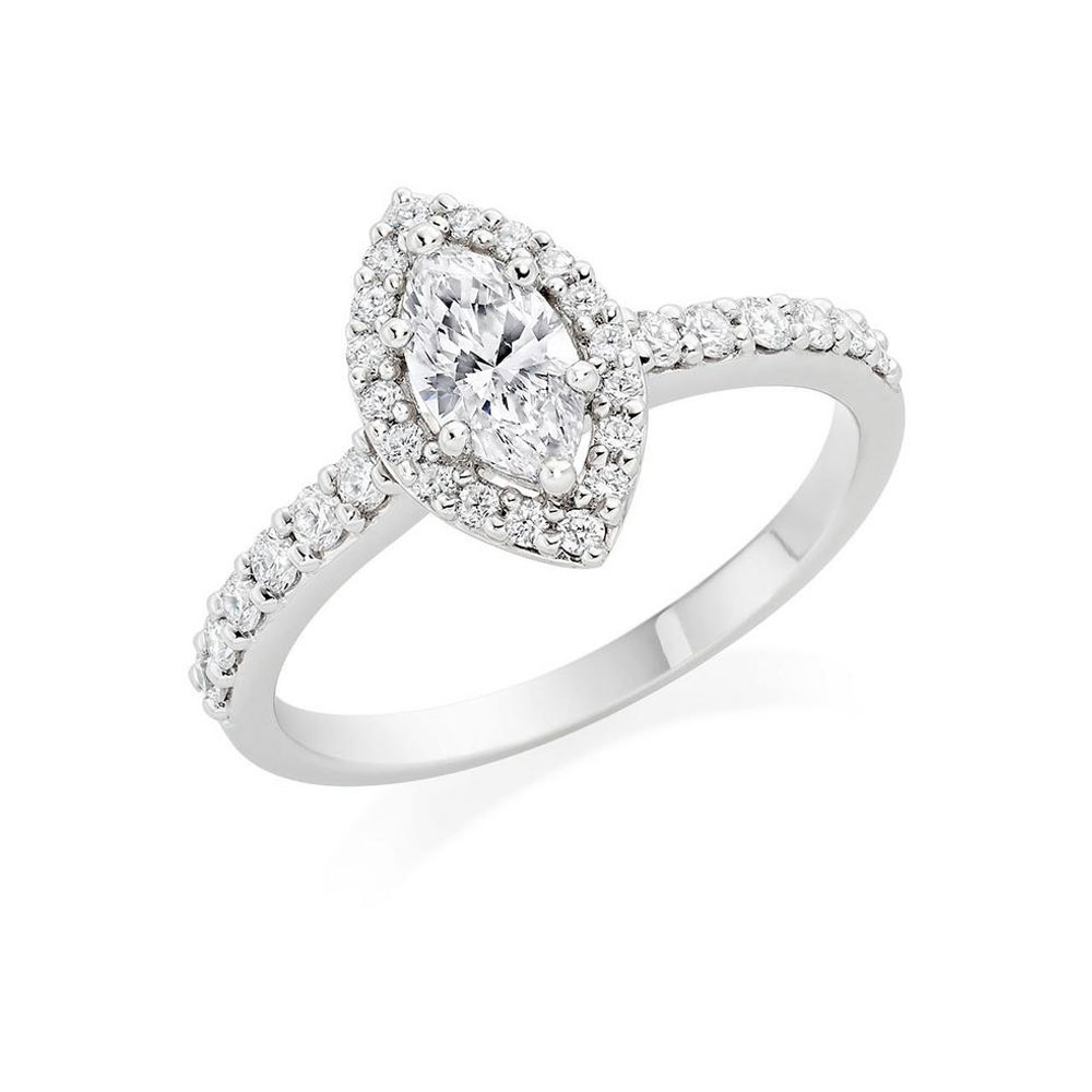 Marquise cut Engagement ring with a diamond halo