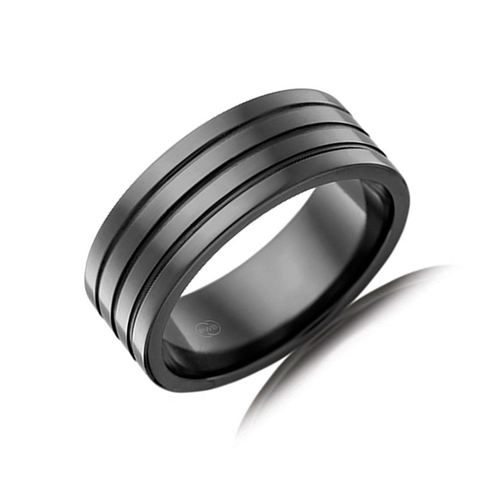 Zirconium Grooved Wedding ring F4436