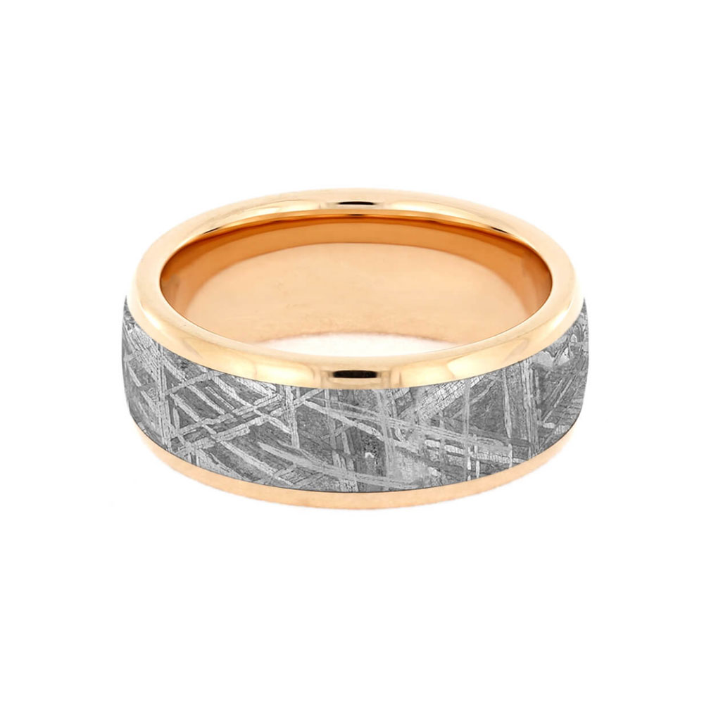 Gibeon Meteorite Band With Rose Gold