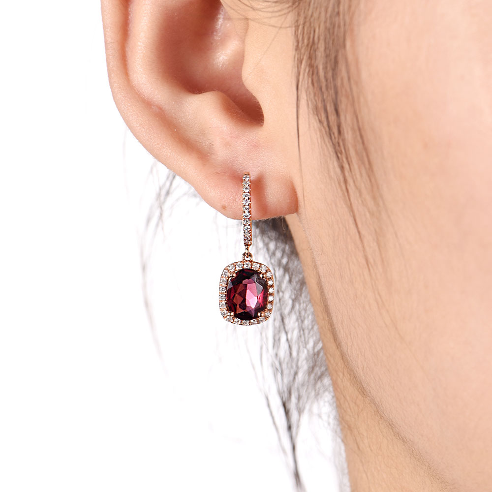 Rhodolite and Diamond Earrrings