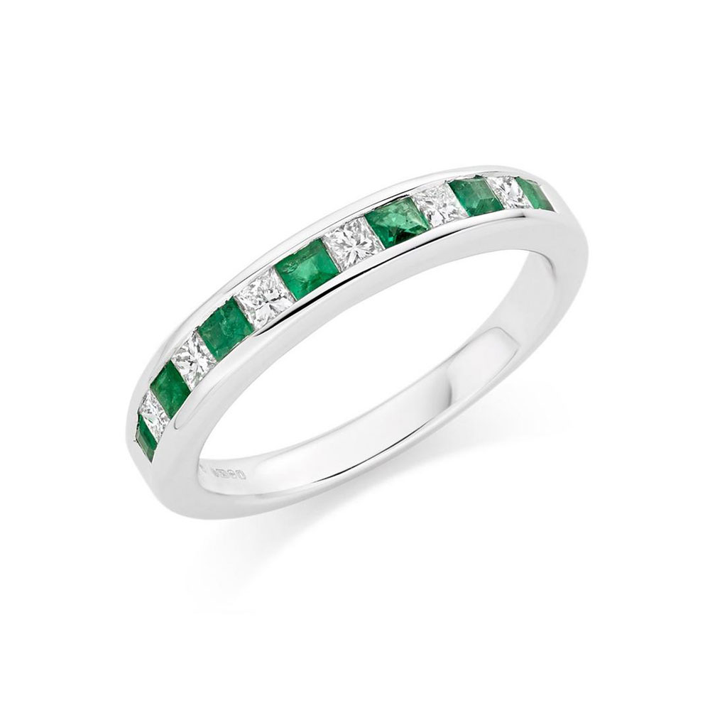 Green Emerald and Diamond Band