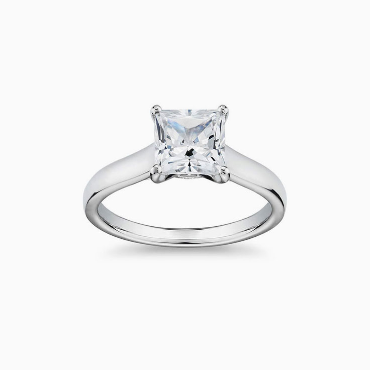 Princess Cut Solitaire Diamond Engagement Band