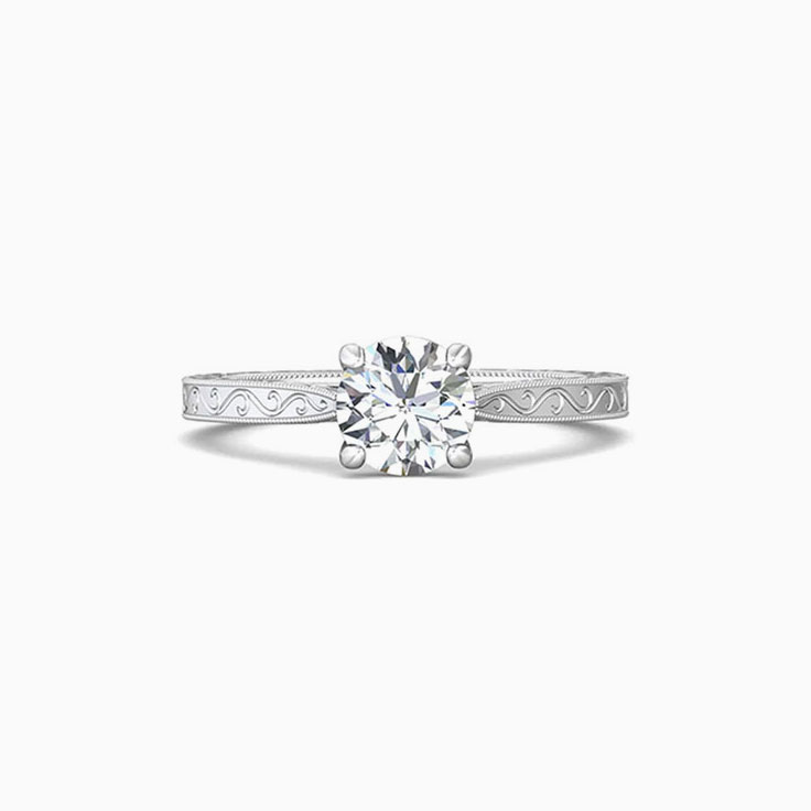 Classic Hand-Engraved Solitaire Engagement Ring