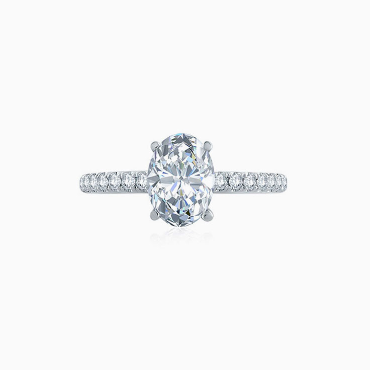 Brilliant Oval Cut Diamond Engagement Pave Ring