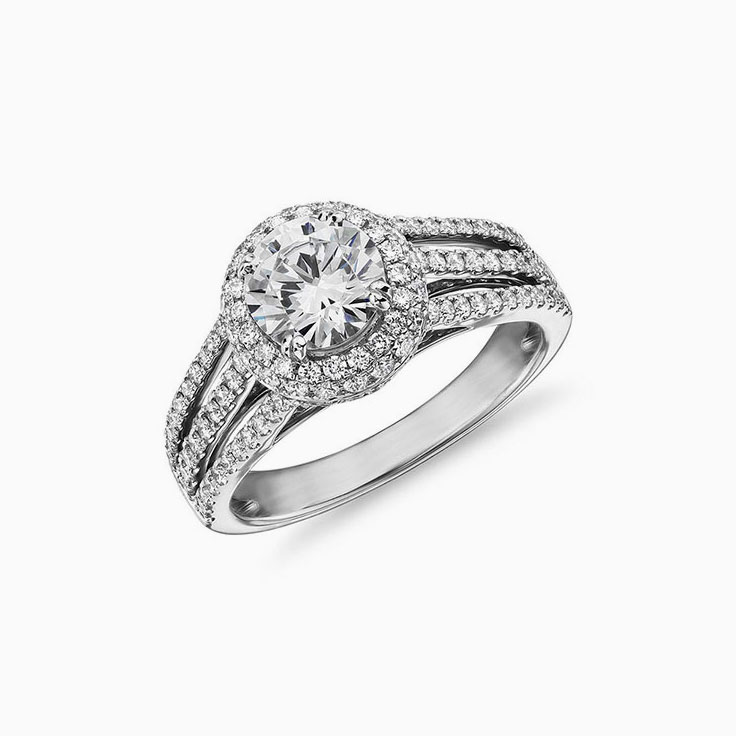 Diamond Engagement Triple Shank Pave Ring