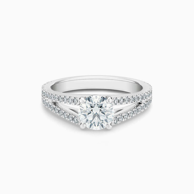 Classic Split Shank Diamond Engagement Pave Ring