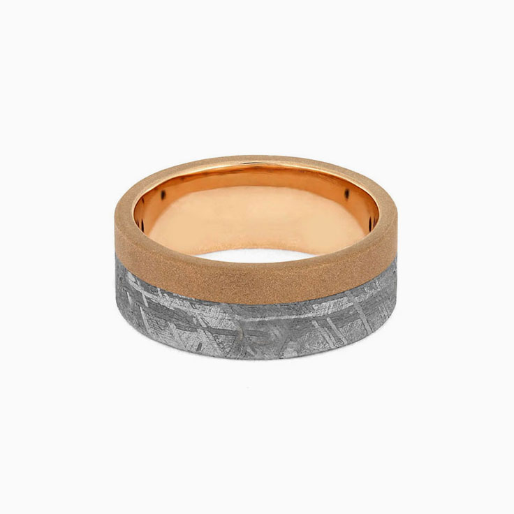 Mens Rose Gold Wedding Ring With Meteorite