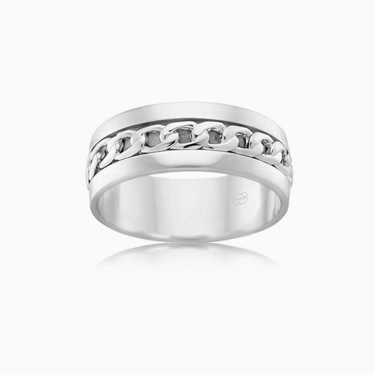 8mm White Gold Mens Wedding Ring Temple & Grace AU