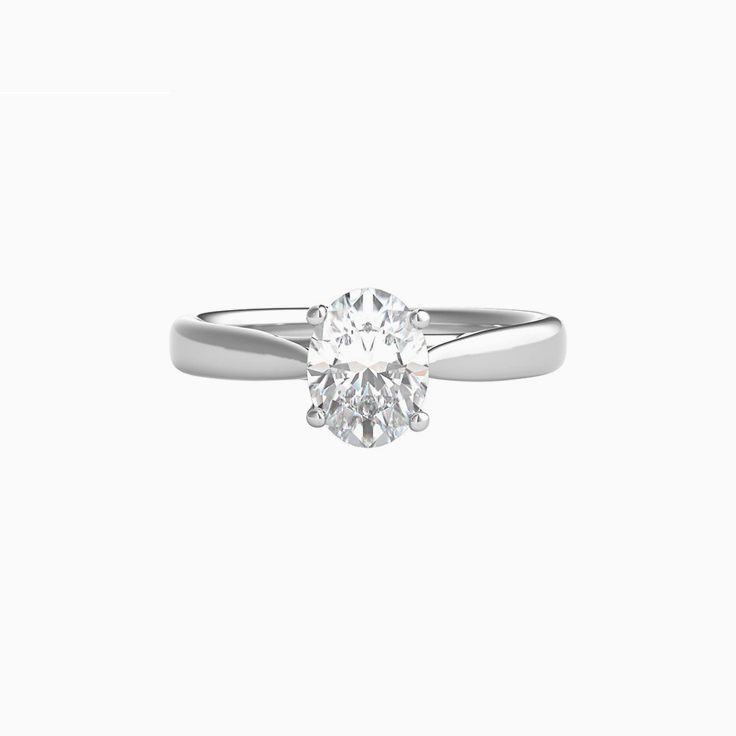 Oval solitaire Engagement ring on a plain band