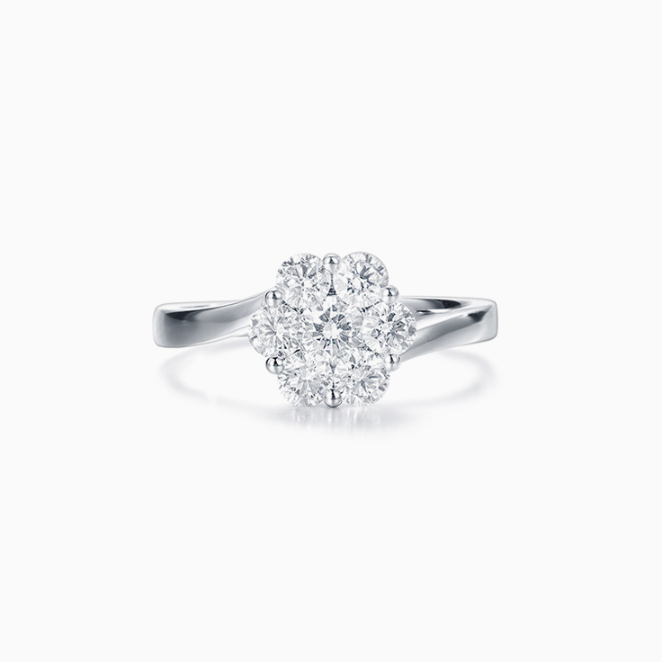 Round Diamond Floral Cluster Ring