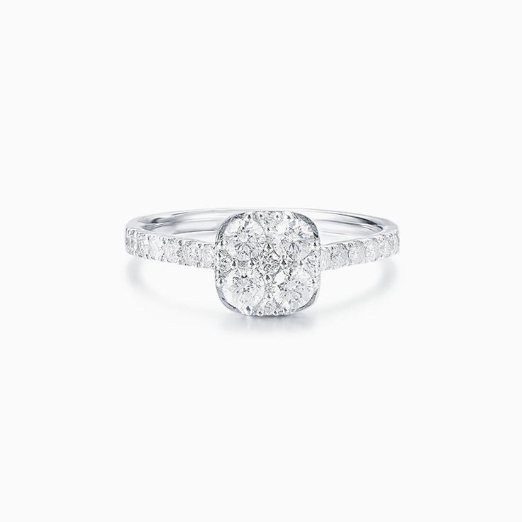 Cushion Shape Cluster Engagement ring