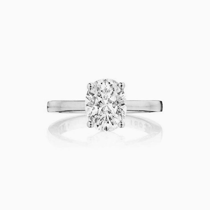 Oval Cut diamond engagement ring on a plain band