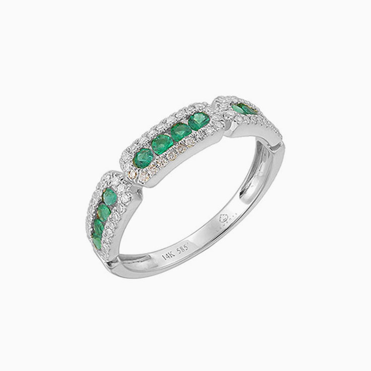 Emerald and diamond stack ring 3660