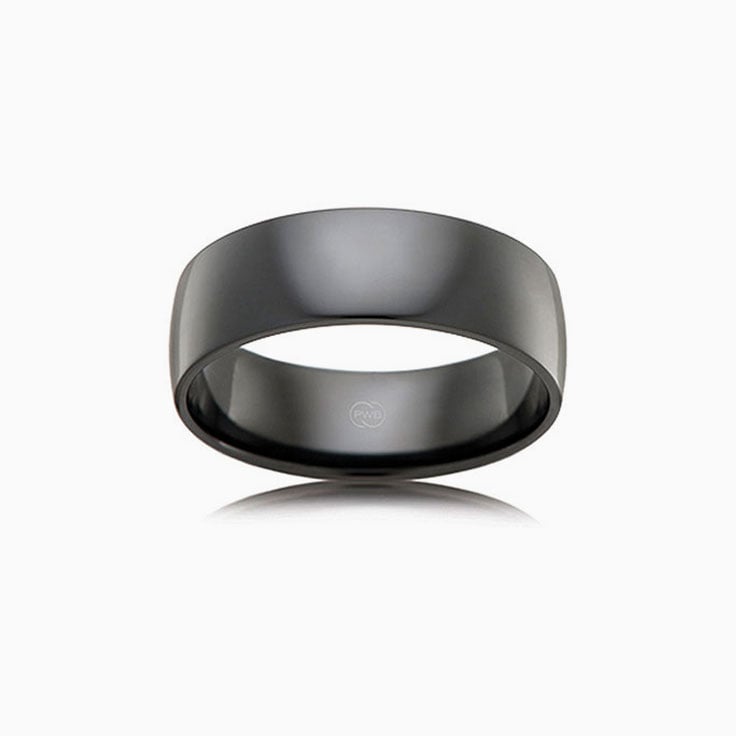 Black zirconium men's wedding bands Clearance