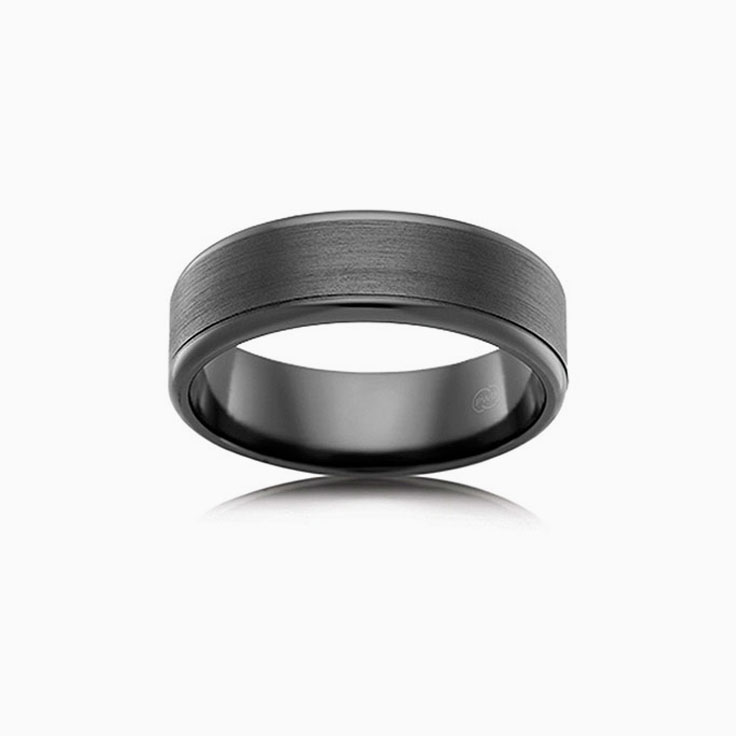 Full Black Zirconium wedding ring