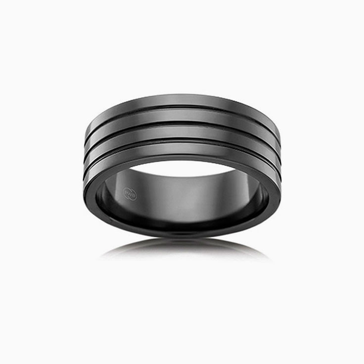Zirconium Grooved Wedding ring F4436