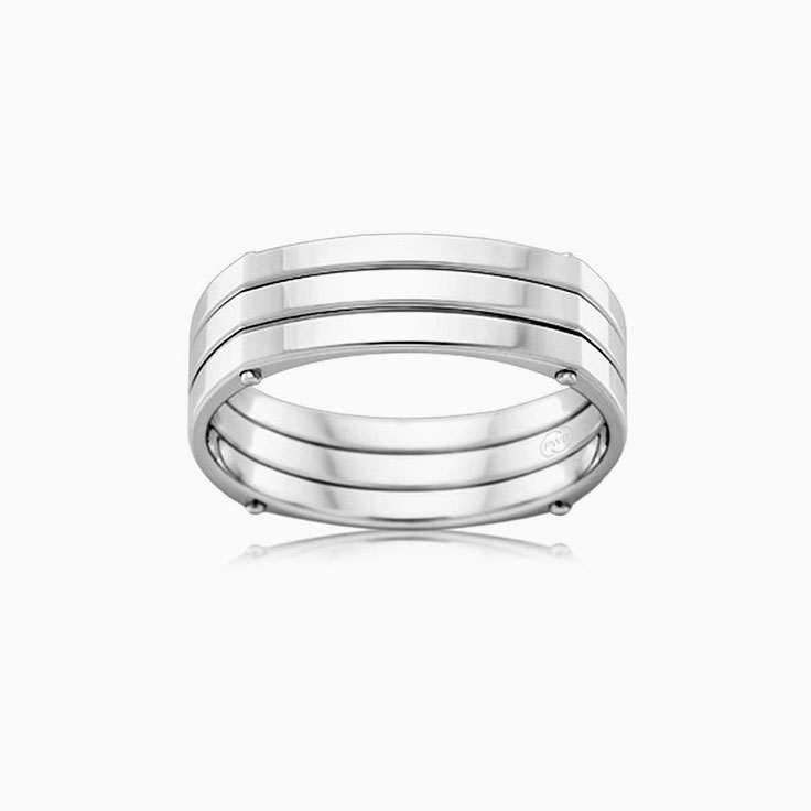 Double Grooved Mens rings J3968