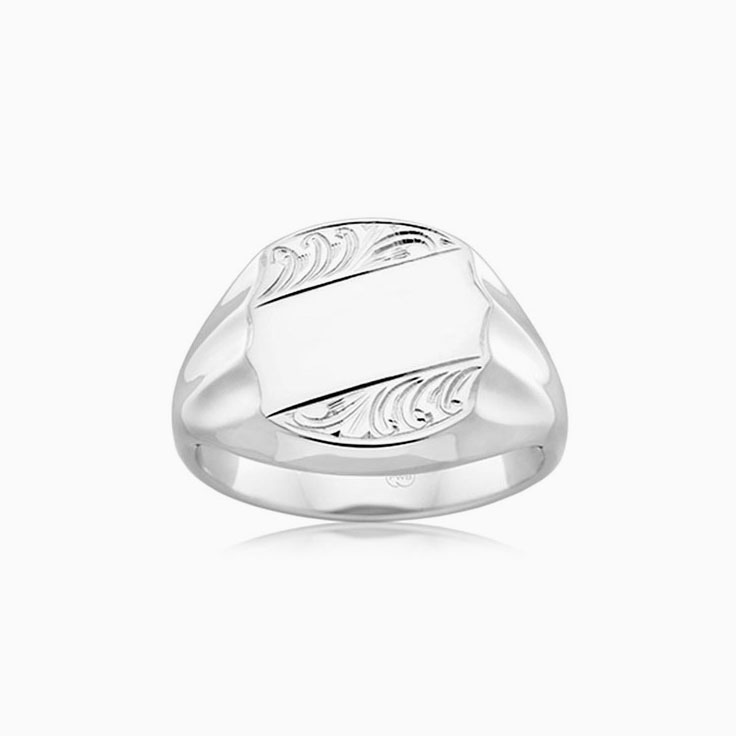 Carved Wavy Signet ring