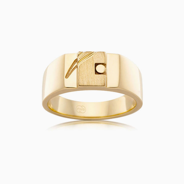 Rectangle Signet Ring With Hand-Carved Pattern