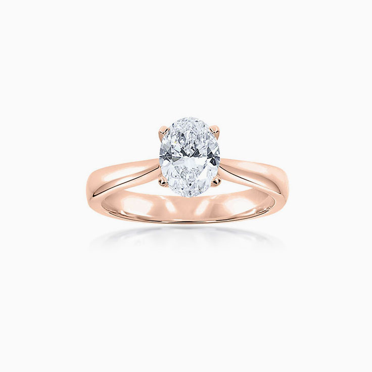 Oval Cut Diamond Engagement ring in four claw plain setting
